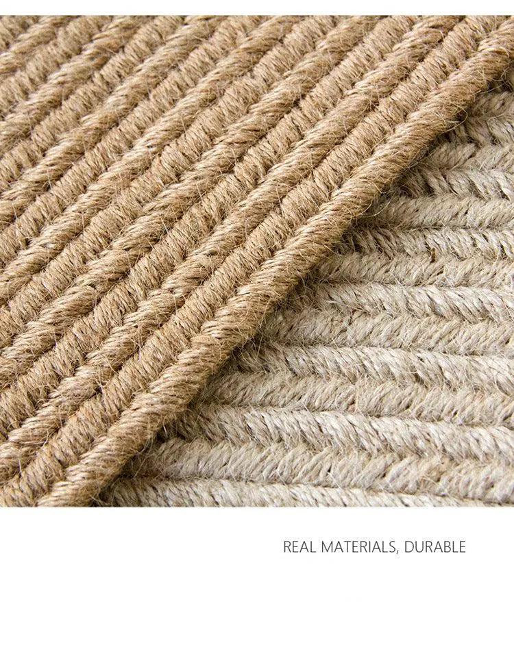 Modern Natural Jute Hand Woven Round Rug │ Minimalism Wear-resistant Durable Rug Mat - Besontique Home