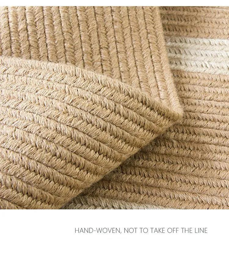 Modern Natural Jute Oval Rectangular Rug │ Minimal Hand Woven Durable Mat Carpet - Besontique Home