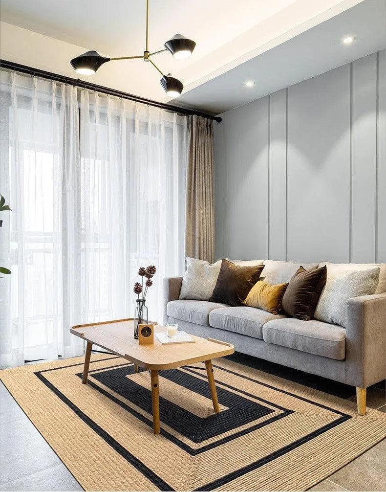 Modern Natural Jute Oval Rectangular Rug │ Minimal Hand Woven Durable Mat Carpet - Besontique Home