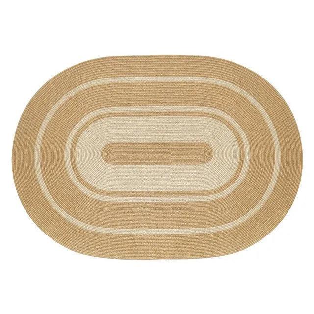 Modern Natural Jute Oval Rectangular Rug │ Minimal Hand Woven Durable Mat Carpet - Besontique Home