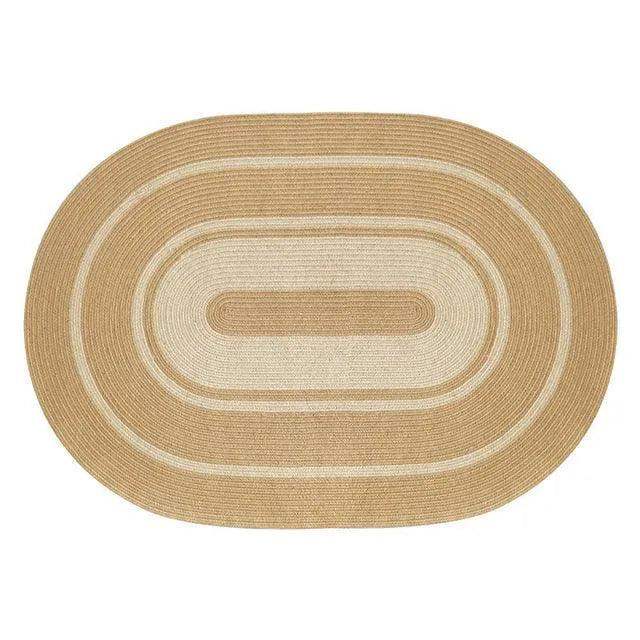 Modern Natural Jute Oval Rectangular Rug │ Minimal Hand Woven Durable Mat Carpet - Besontique Home