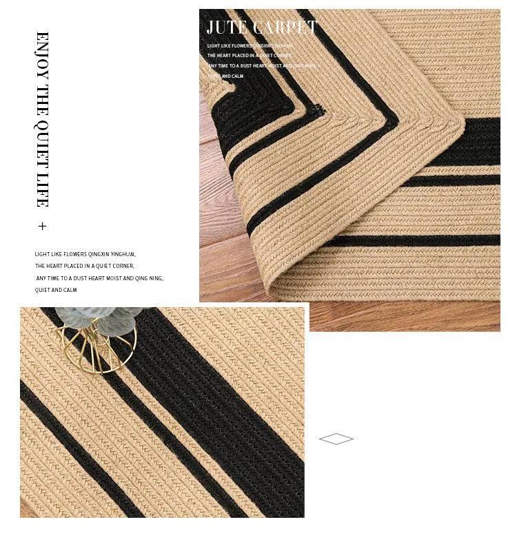 Modern Natural Jute Oval Rectangular Rug │ Minimal Hand Woven Durable Mat Carpet - Besontique Home