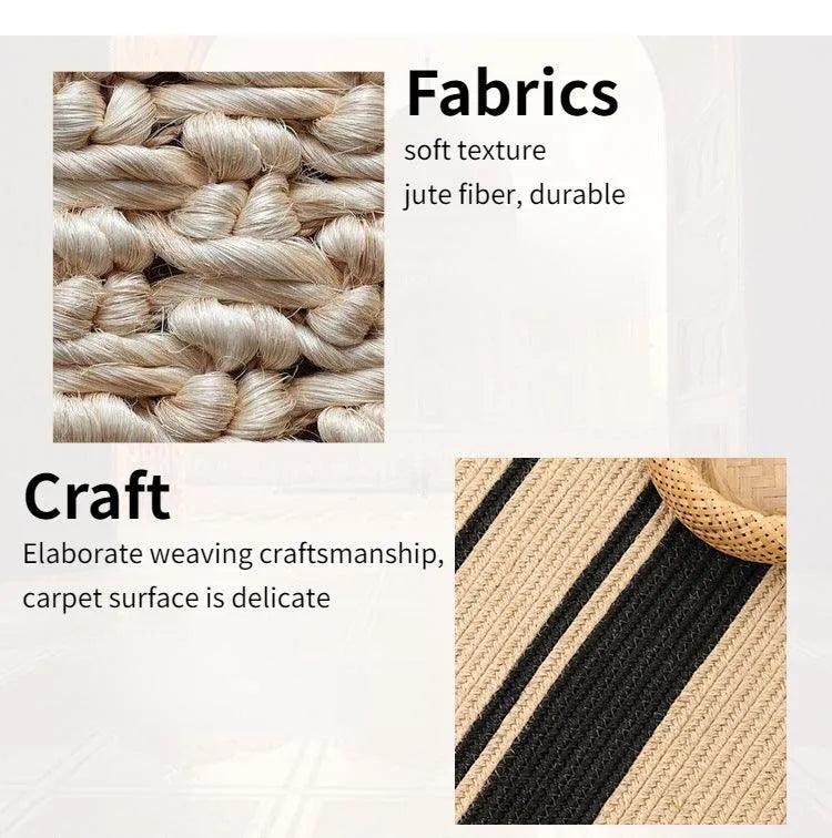 Modern Natural Jute Oval Rectangular Rug │ Minimal Hand Woven Durable Mat Carpet - Besontique Home