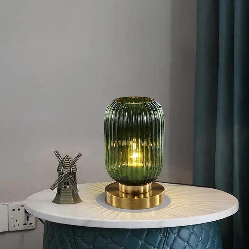 Modern Nordic Stained Glass Table Lamp Light (White / Amber / Green / Grey) - Besontique Home