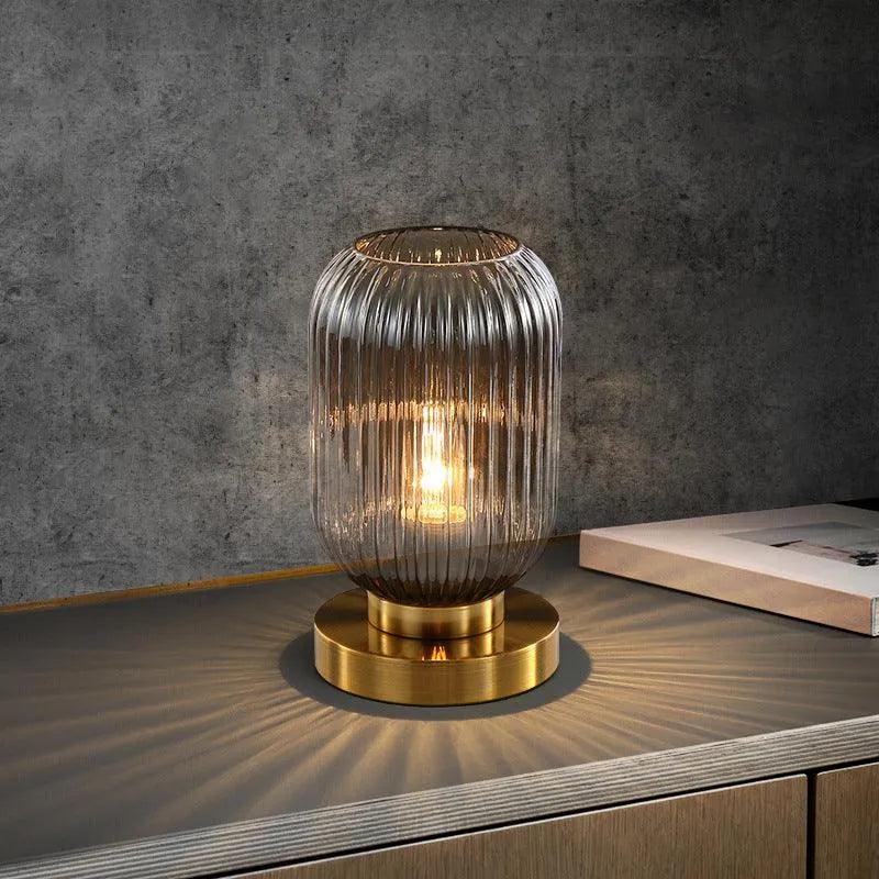 Modern Nordic Stained Glass Table Lamp Light (White / Amber / Green / Grey) - Besontique Home