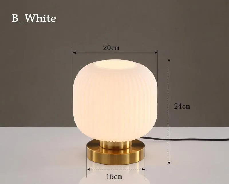 Modern Nordic Stained Glass Table Lamp Light (White / Amber / Green / Grey) - Besontique Home