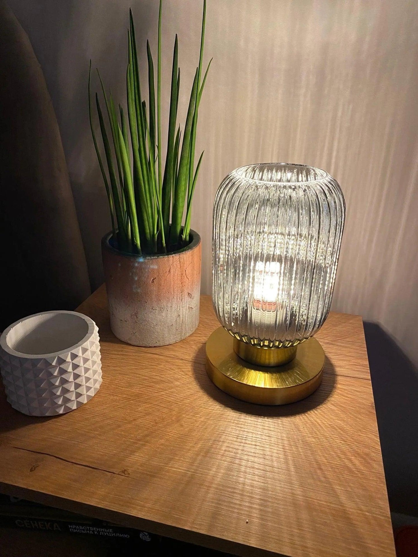 Modern Nordic Stained Glass Table Lamp Light (White / Amber / Green / Grey) - Besontique Home