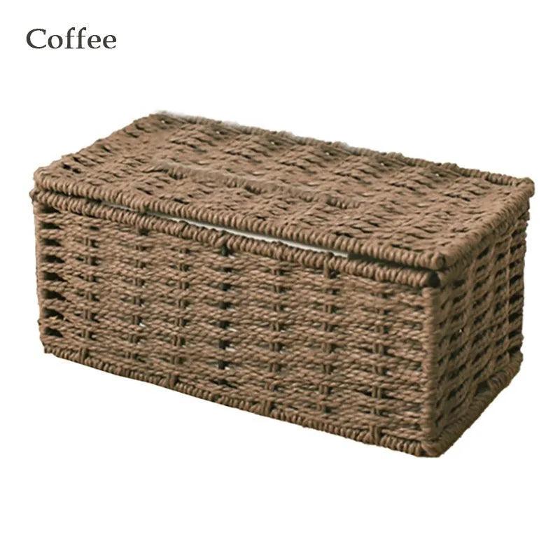 Modern Rattan Tissue Box organizer │ Boho Vintage Napkin Holder Case - Besontique Home