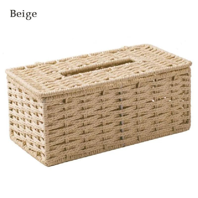 Modern Rattan Tissue Box organizer │ Boho Vintage Napkin Holder Case - Besontique Home