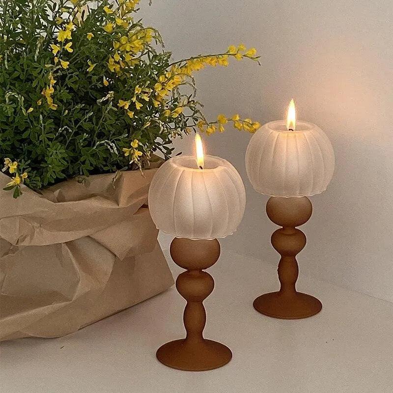 Modern Retro Table Lamp Glass Candle Holder │ Neutral Tone Home Decoration Accessories - Besontique Home