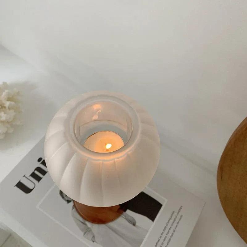 Modern Retro Table Lamp Glass Candle Holder │ Neutral Tone Home Decoration Accessories - Besontique Home
