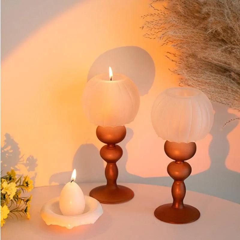 Modern Retro Table Lamp Glass Candle Holder │ Neutral Tone Home Decoration Accessories - Besontique Home