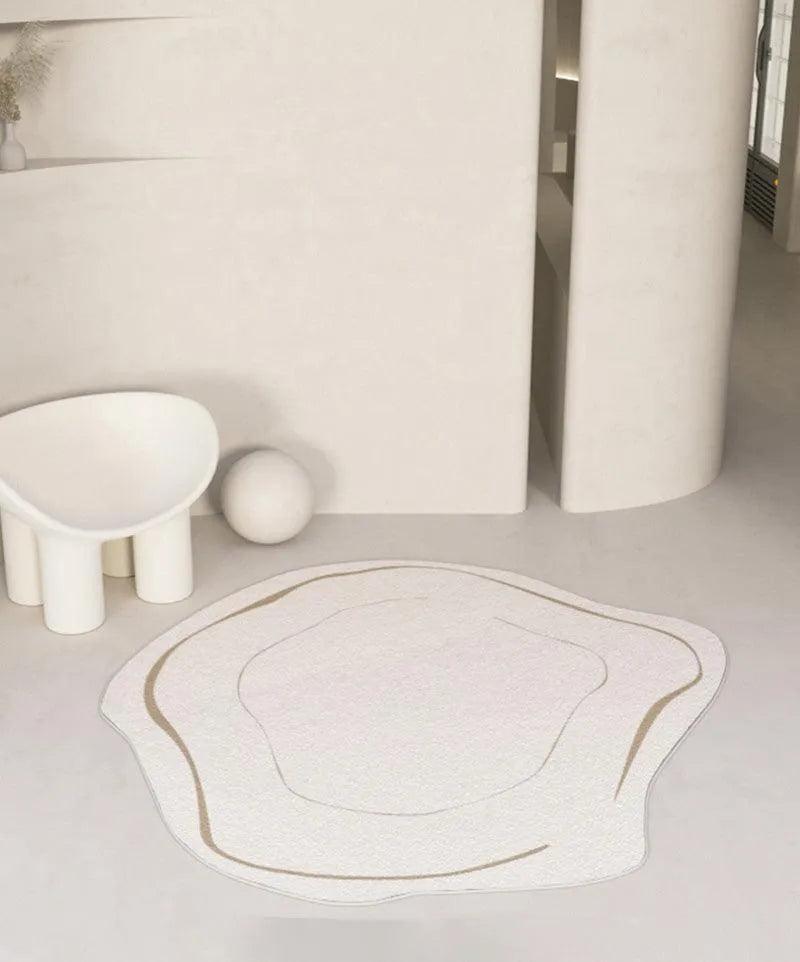 Modern Simple Irregular Luxury Carpet │ Geometric Beige Line Design Rug - Besontique Home