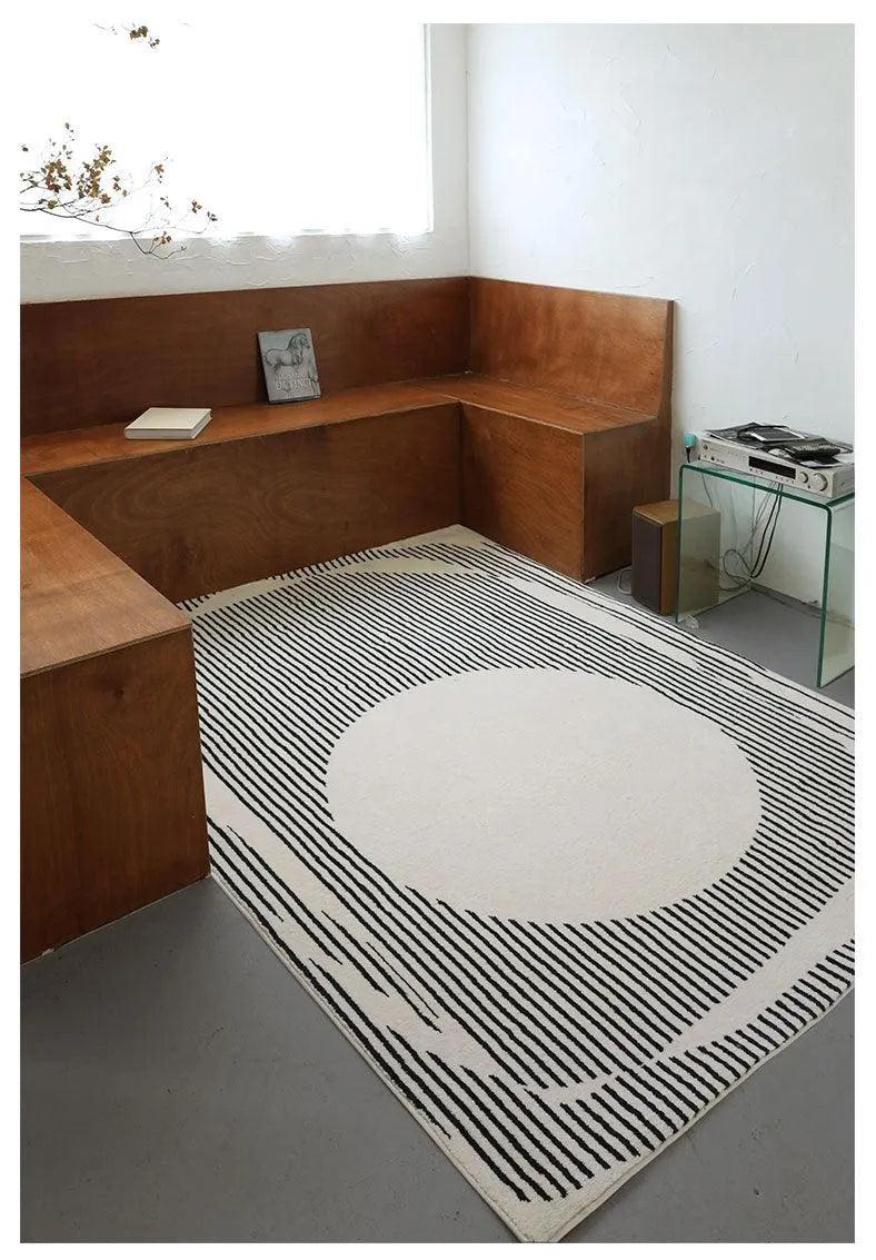 Modern Vintage American Style Large Carpet │ Black Pattern Geometric Rug - Besontique Home