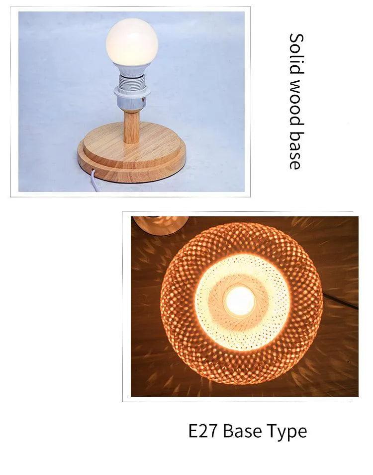 Modern Vintage Bamboo Table Lamps │ Handmade Knitted Wooden Desk Light │ For Living Room Bedroom Decoration - Besontique Home