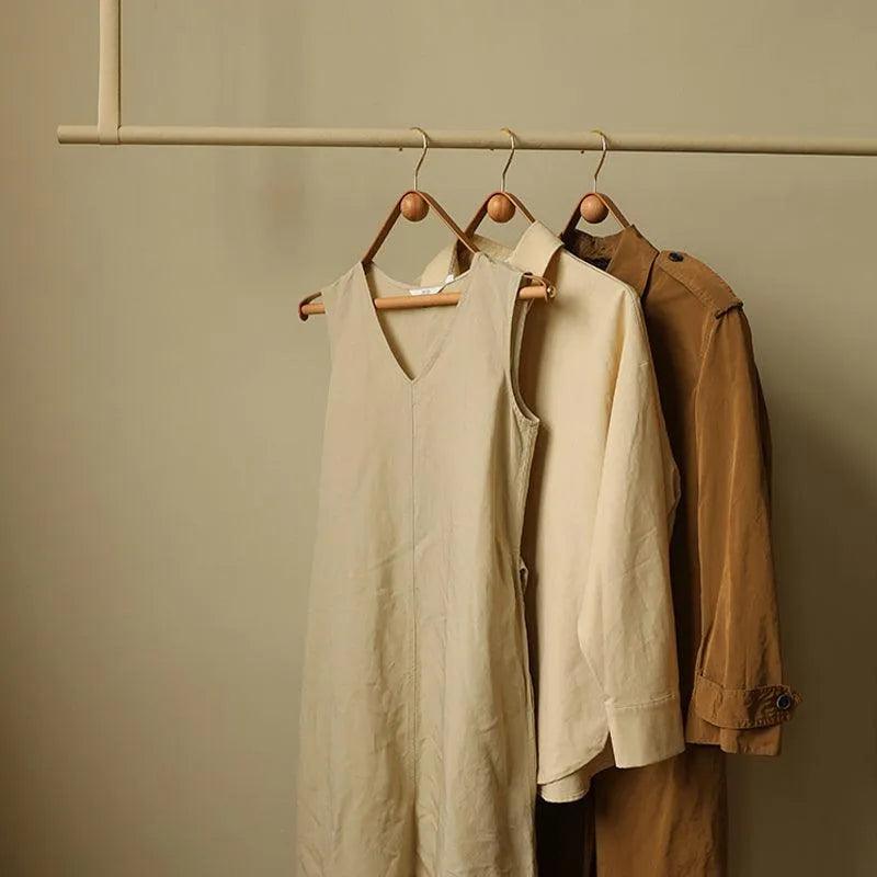 Modern Vintage Leather Wood Clothes Hanger │ Design Wardrobe Coat Trousers Storage Organizer - Besontique Home