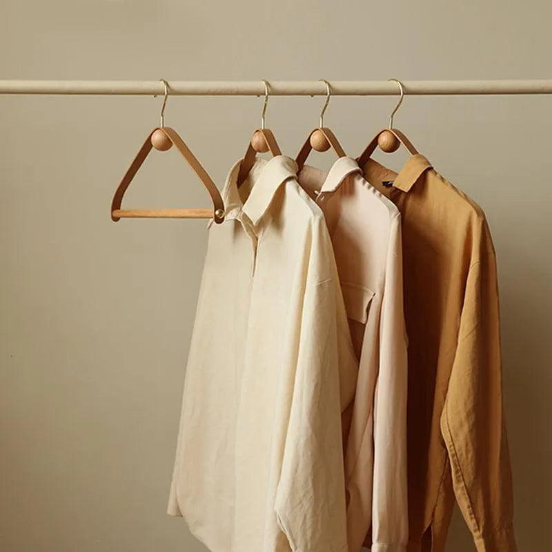 Modern Vintage Leather Wood Clothes Hanger │ Design Wardrobe Coat Trousers Storage Organizer - Besontique Home