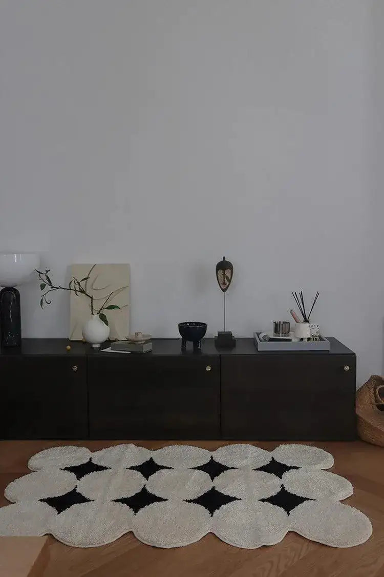 modern-vintage-tufting-black-white-rug-soft-aesthetic-floor-carpet-doormat-for-home-living-room-decor-besontique-home-40580 - Besontique Home