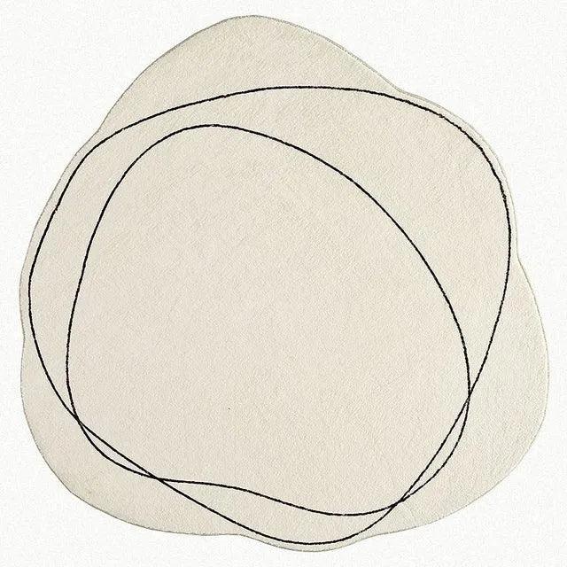 Modern White Irregular Abstract Line Art Rug Carpet - Besontique Home