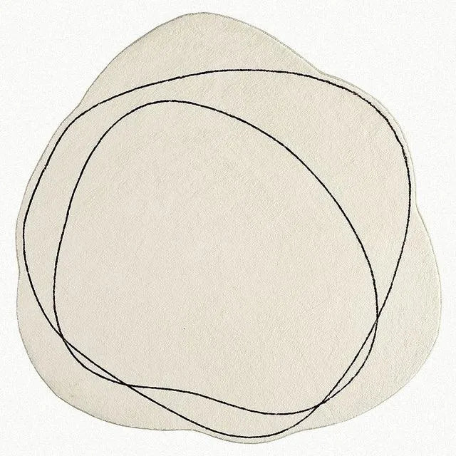 Modern White Irregular Abstract Line Art Rug Carpet - Besontique Home