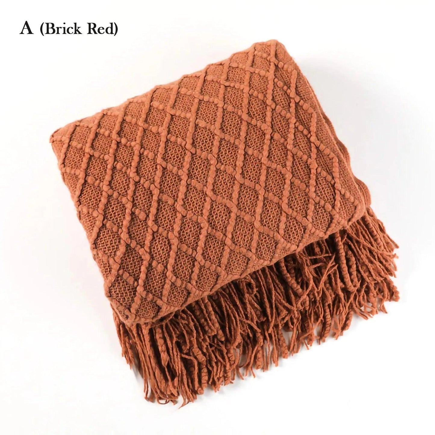 Neutral Knitted Throw Blanket with Tassel │ Nordic Style Plaid Bedspread - Besontique Home