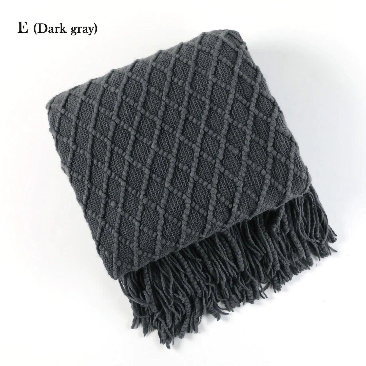 Neutral Knitted Throw Blanket with Tassel │ Nordic Style Plaid Bedspread - Besontique Home