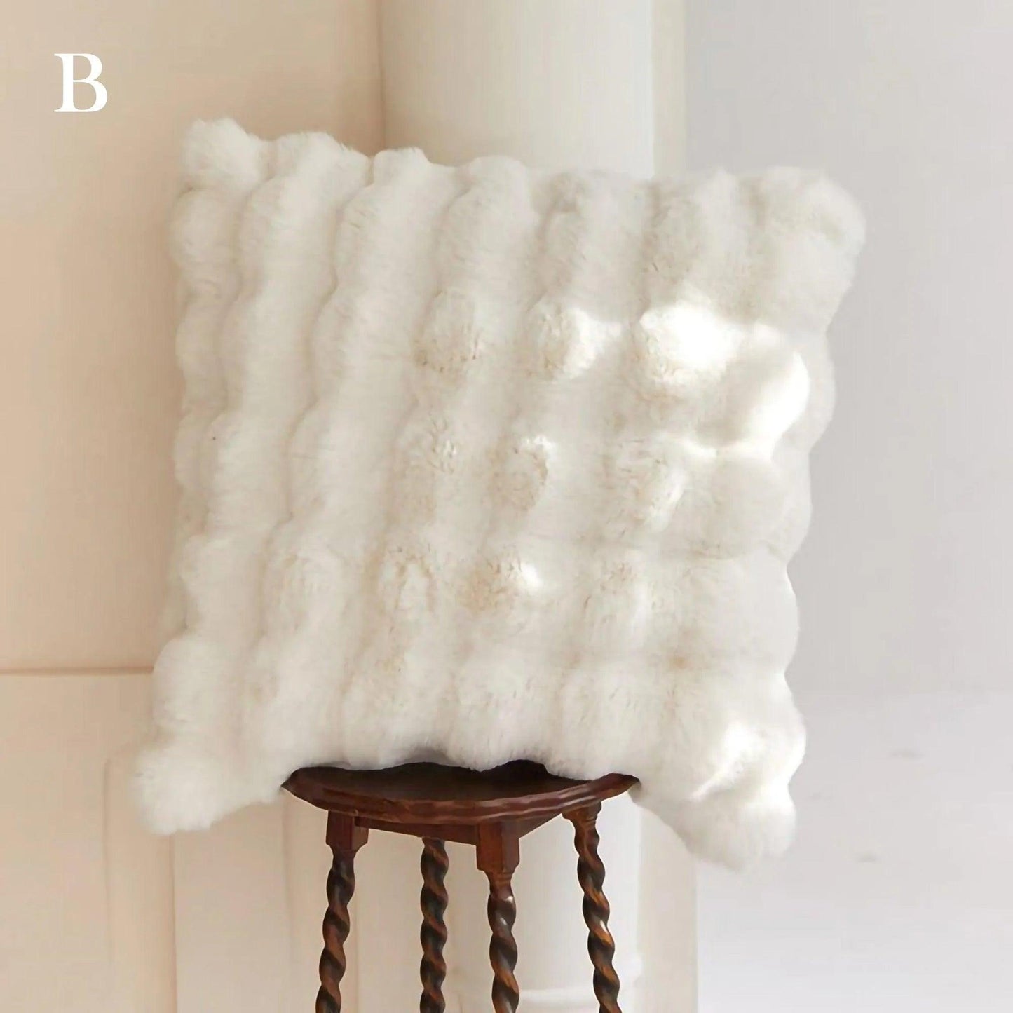 Neutral Luxury Fluffy Fur Throw Pillow │ High-end Warm Comfortable Cushions with pilling│ for Beds Living Room Sofa Home Decor - Besontique Home