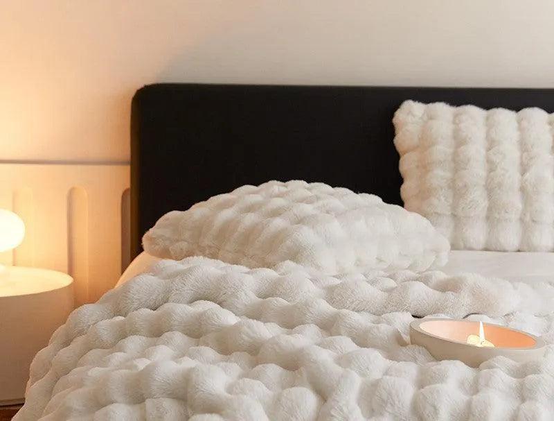 Neutral Luxury Fluffy Fur Throw Pillow │ High-end Warm Comfortable Cushions with pilling│ for Beds Living Room Sofa Home Decor - Besontique Home