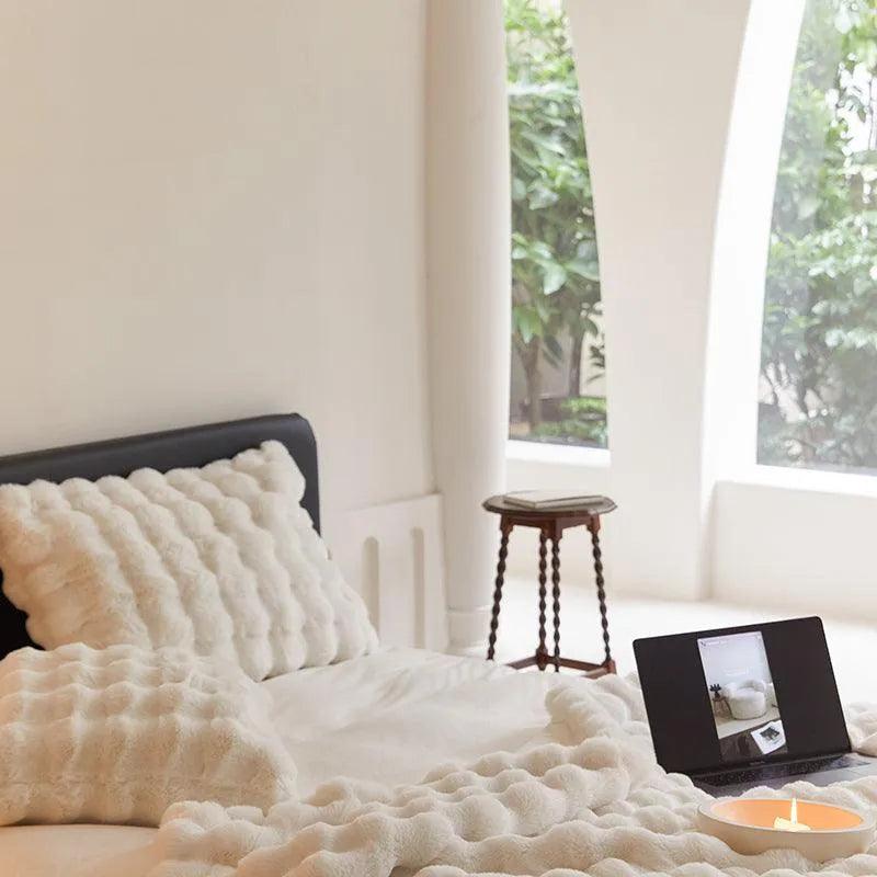 Neutral Luxury Fluffy Fur Throw Pillow │ High-end Warm Comfortable Cushions with pilling│ for Beds Living Room Sofa Home Decor - Besontique Home