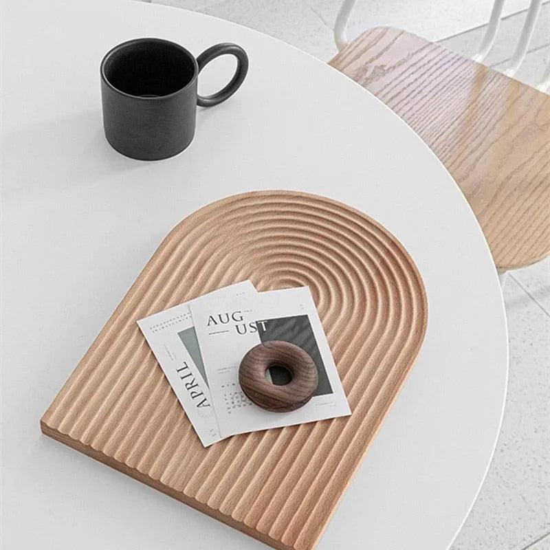 Neutral Wooden Tray For Coffee Bread │ Modern Decorative Platter │ Kitchenware - Besontique Home