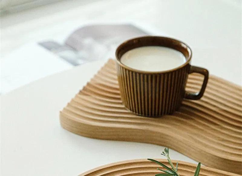 Neutral Wooden Tray For Coffee Bread │ Modern Decorative Platter │ Kitchenware - Besontique Home