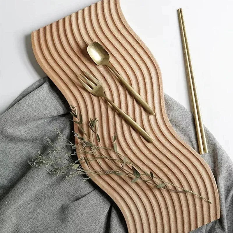 Neutral Wooden Tray For Coffee Bread │ Modern Decorative Platter │ Kitchenware - Besontique Home