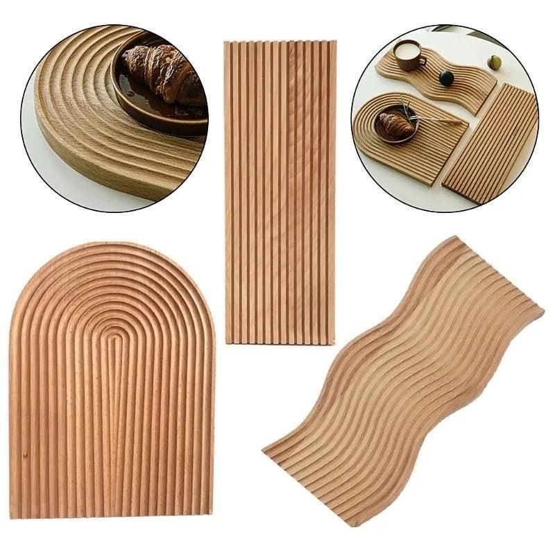 Neutral Wooden Tray For Coffee Bread │ Modern Decorative Platter │ Kitchenware - Besontique Home