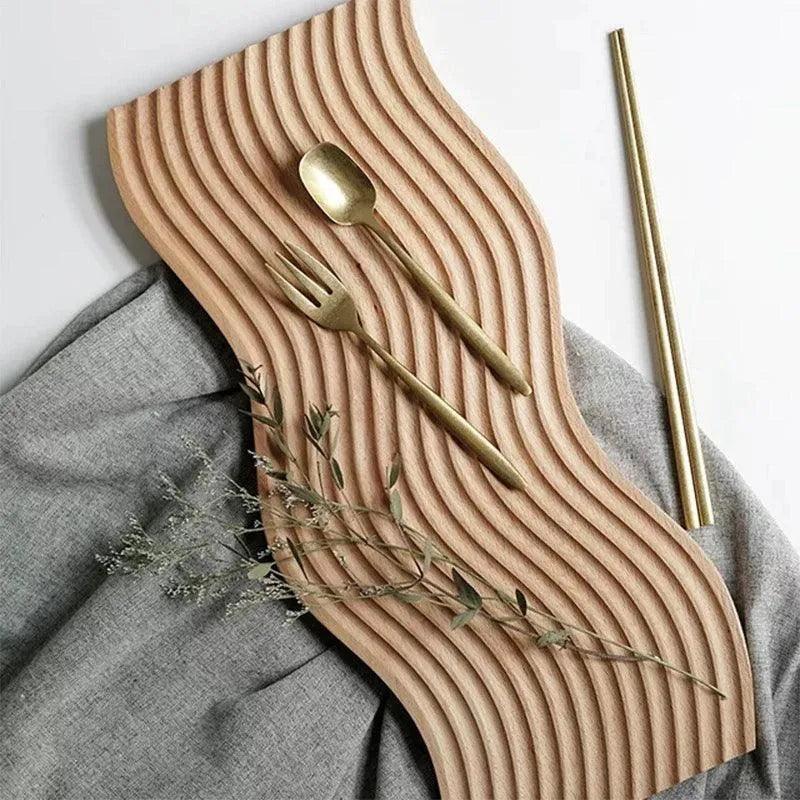 Neutral Wooden Tray For Coffee Bread │ Modern Decorative Platter │ Kitchenware - Besontique Home