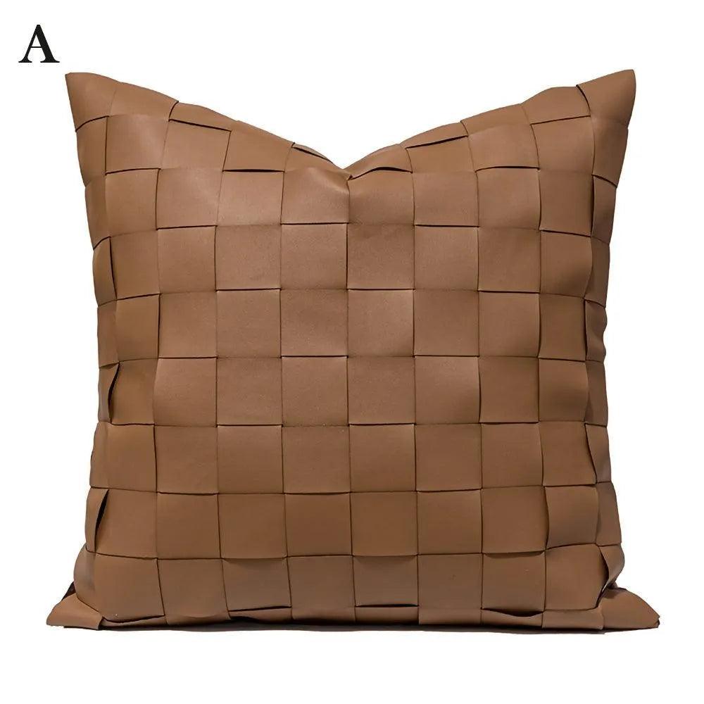 No.1 Nordic Knitted Leather Pillow Cases │ Modern Home Decorative Cushion Cover - Besontique Home