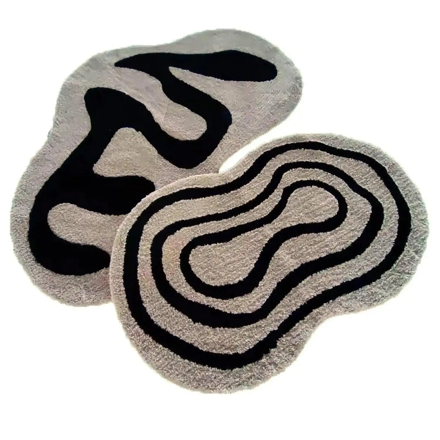 Nordic Abstract Irregular Tufted Rug │ Black Pattern Soft Plush Fluffy Carpet │ For Bedroom Bathroom Home Decor - Besontique Home