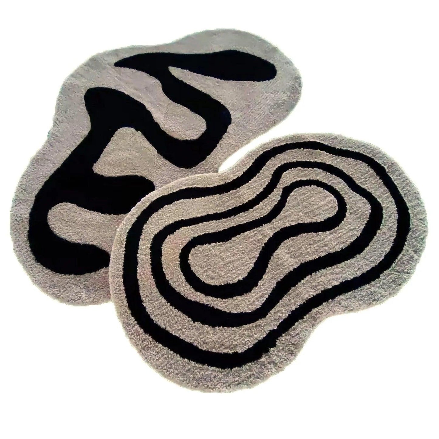 Nordic Abstract Irregular Tufted Rug │ Black Pattern Soft Plush Fluffy Carpet │ For Bedroom Bathroom Home Decor - Besontique Home