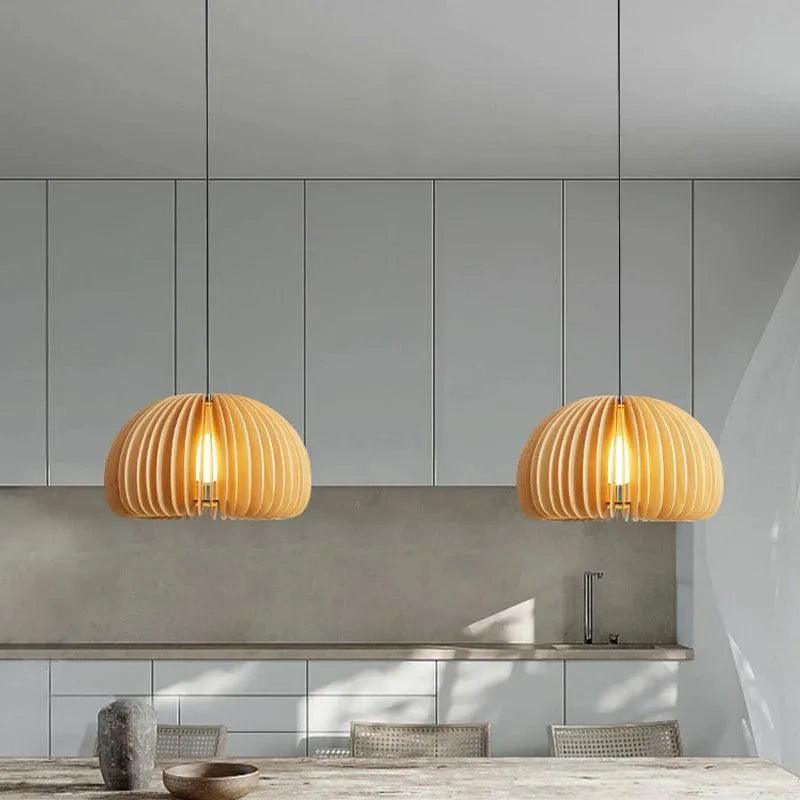 Nordic Art Wooden Ceiling Lamp Lighting │ Modern Retro Style Hanging Light - Besontique Home