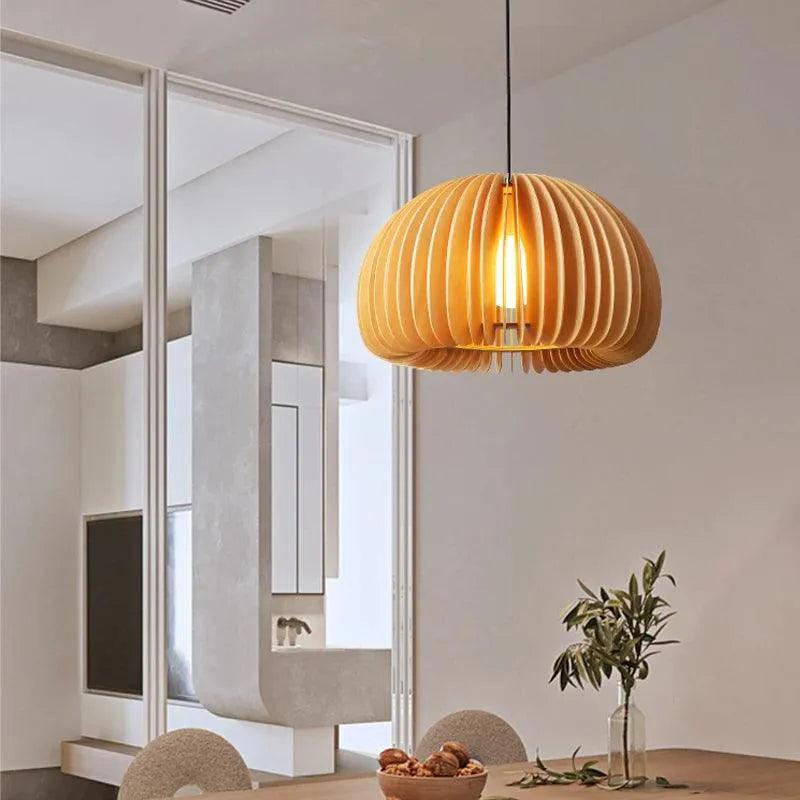 Nordic Art Wooden Ceiling Lamp Lighting │ Modern Retro Style Hanging Light - Besontique Home
