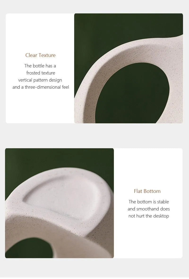 Nordic Beige Ceramic Vase 2Pcs/Set │ White Matte Flower Pots for Pampas Grass - Besontique Home