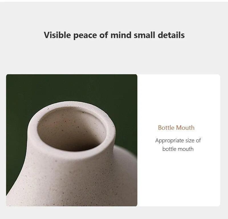 Nordic Beige Ceramic Vase 2Pcs/Set │ White Matte Flower Pots for Pampas Grass │ Living Room Home Decoration Gifts - Besontique Home