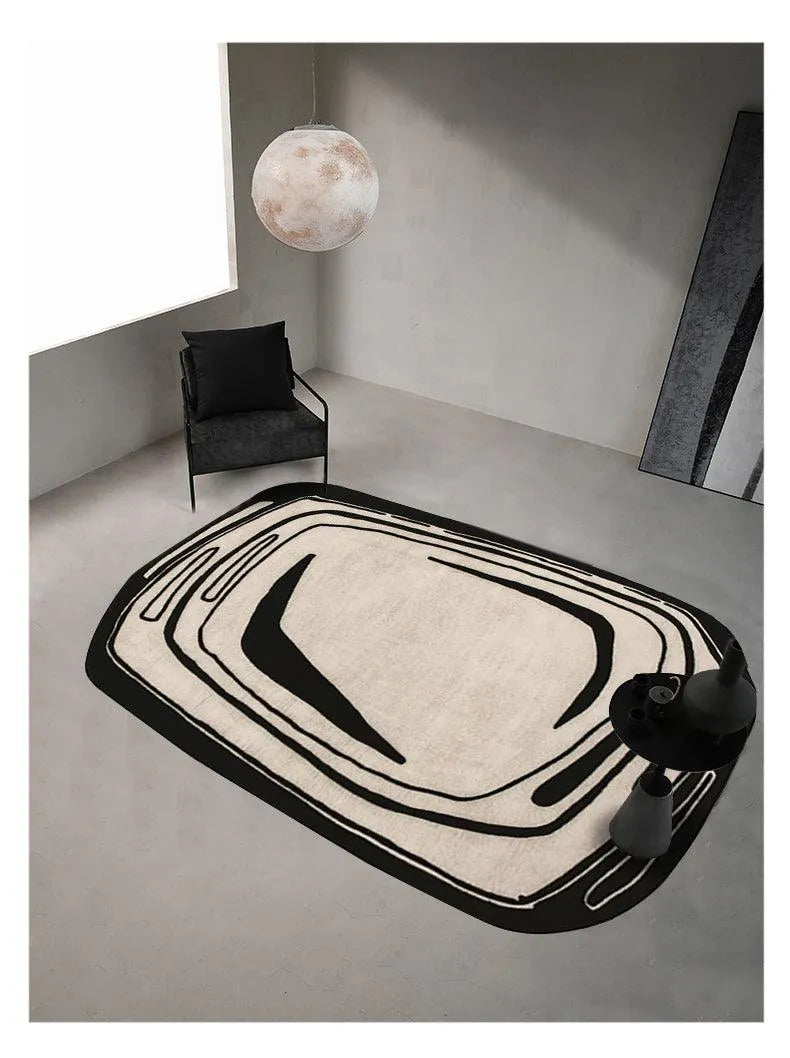 Nordic Irregular Faux Cashmere Rugs (Black / Light Brown) │ Modern Living Room Bedside Soft Fluffy Carpet - Besontique Home