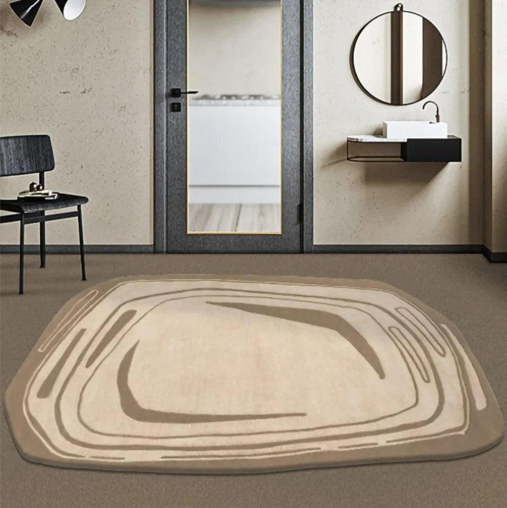 Nordic Irregular Faux Cashmere Rugs (Black / Light Brown) │ Modern Living Room Bedside Soft Fluffy Carpet - Besontique Home