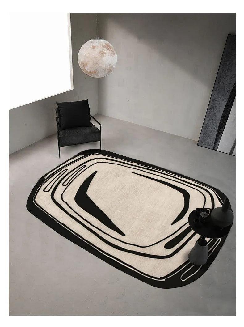 Nordic Irregular Faux Cashmere Rugs (Black / Light Brown) │ Modern Living Room Bedside Soft Fluffy Carpet - Besontique Home