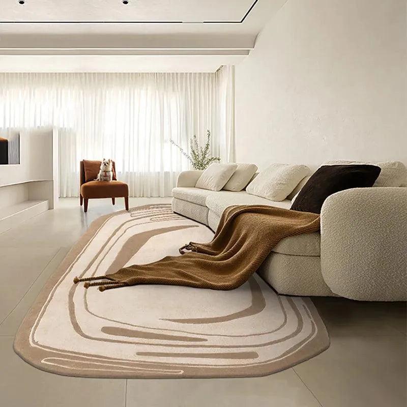 Nordic Irregular Faux Cashmere Rugs (Black / Light Brown) │ Modern Living Room Bedside Soft Fluffy Carpet - Besontique Home