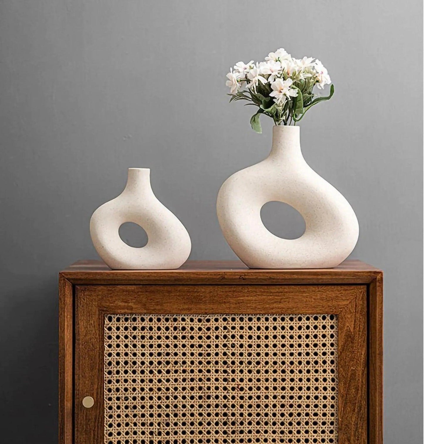 Nordic Matte Ceramic Vase for Pampas Grass │ Table Living Room Decoration Ornament Pot Set - Besontique Home