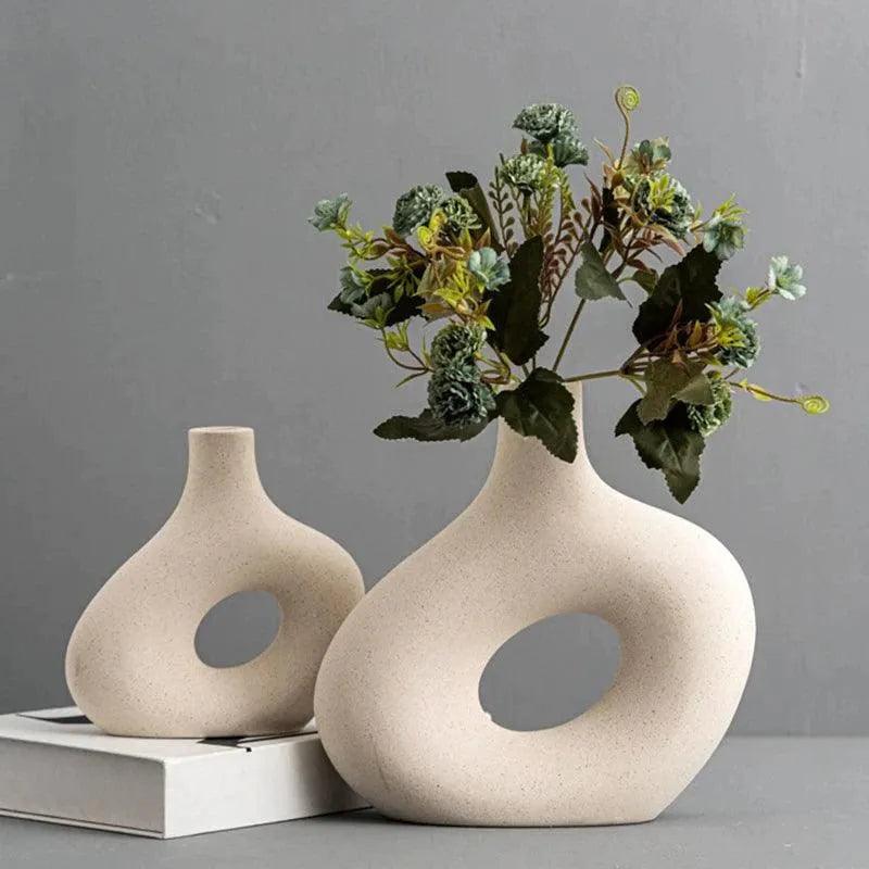 Nordic Matte Ceramic Vase for Pampas Grass │ Table Living Room Decoration Ornament Pot Set - Besontique Home