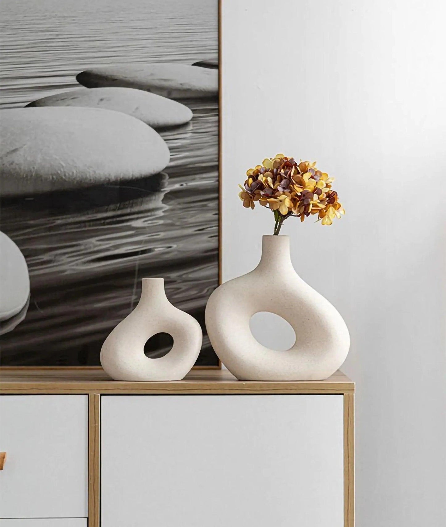 Nordic Matte Ceramic Vase for Pampas Grass │ Table Living Room Decoration Ornament Pot Set - Besontique Home