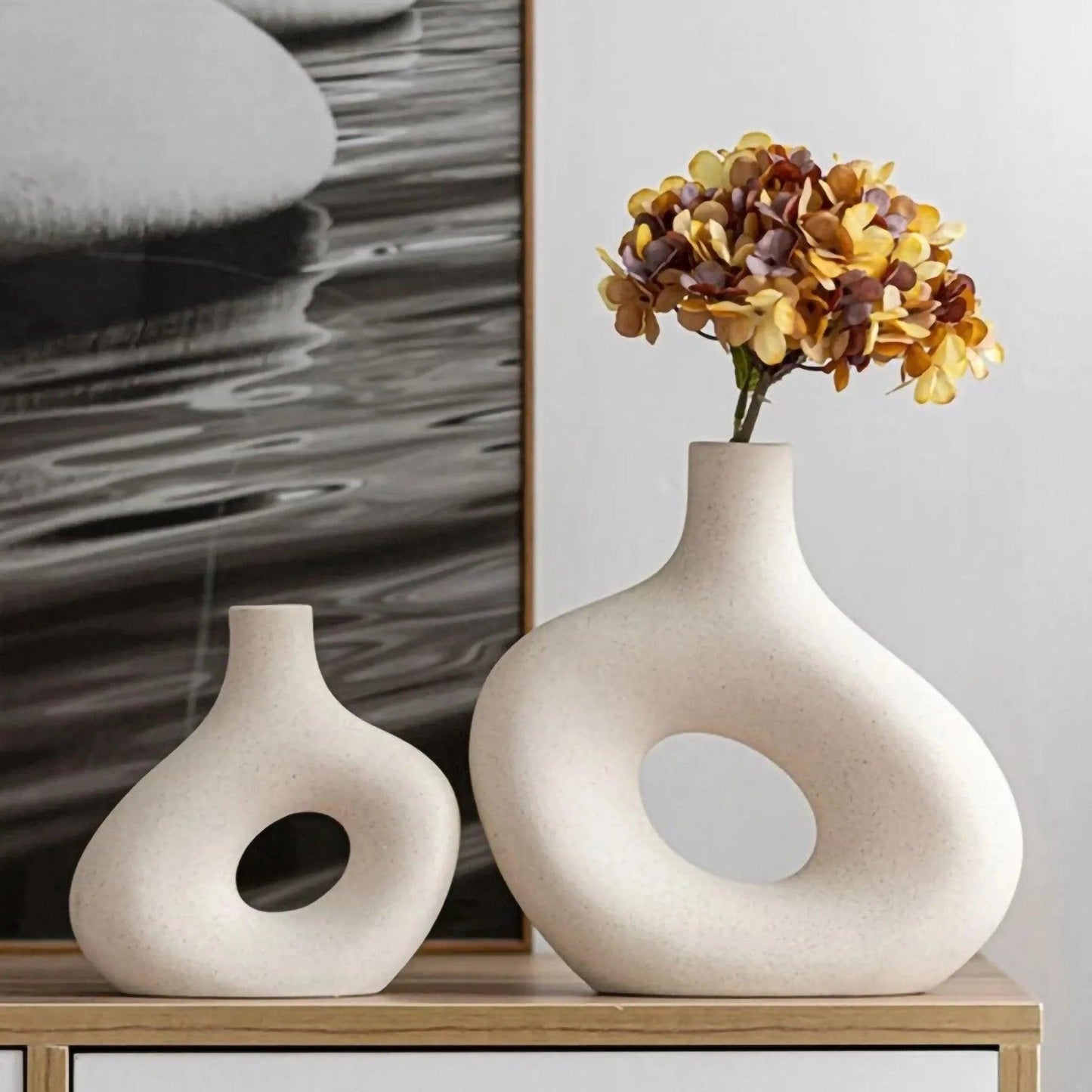 Nordic Matte Ceramic Vase for Pampas Grass │ Table Living Room Decoration Ornament Pot Set - Besontique Home