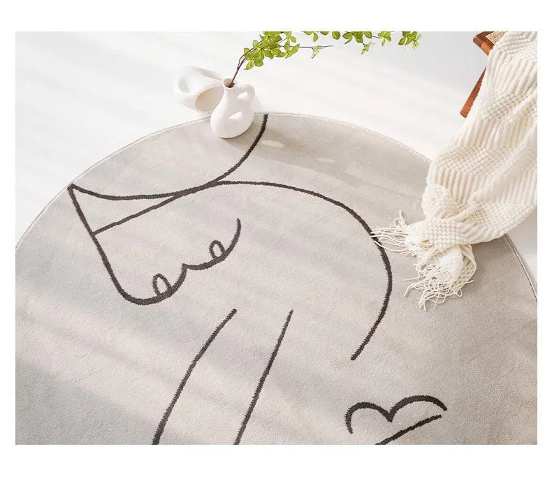 Nordic Minimalist Black Line Round Carpet │ Large Area Decorative Fluffy Plush Rug - Besontique Home